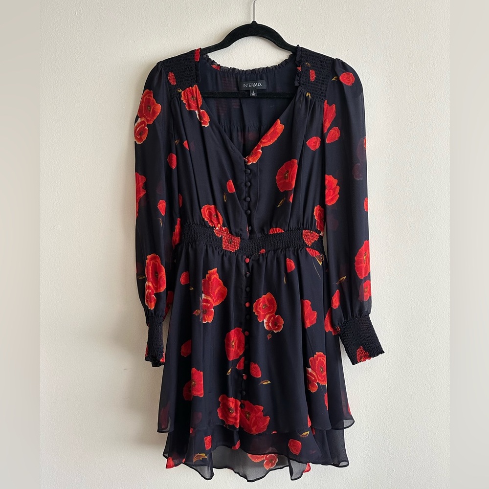 Intermix Kayla Floral Black Dress